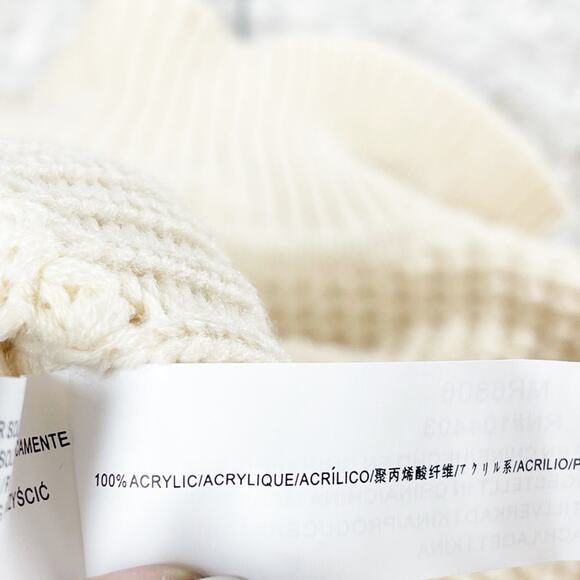 Moon River Collared Puff Sleeve Faux Pearl Button Sweater Cardigan Size Large - Picture 6 of 6